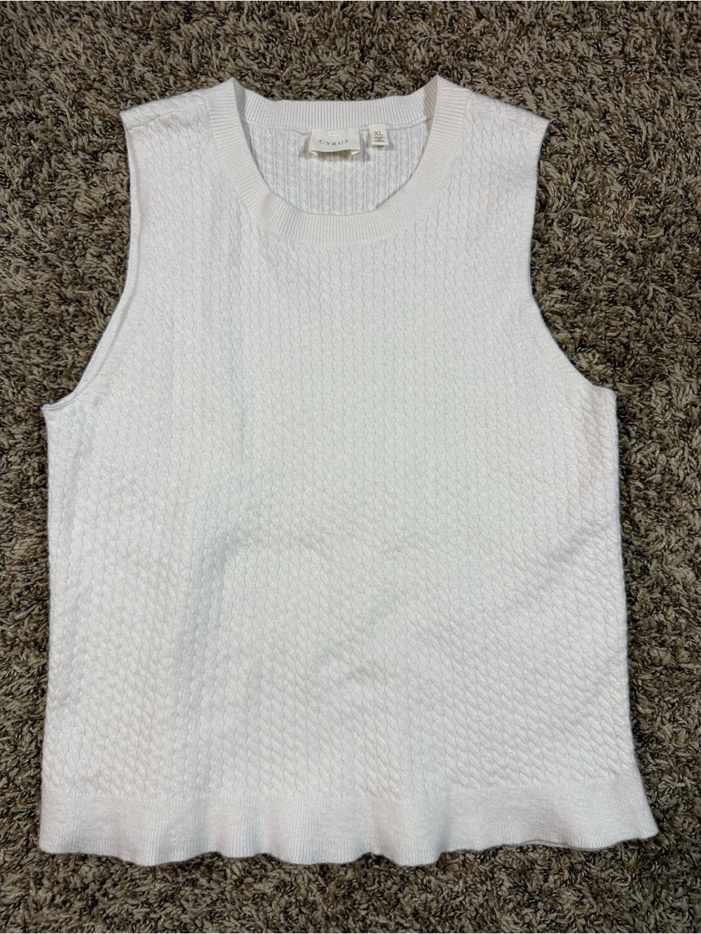 Cyrus White Textured Knit Sleeveless Tank